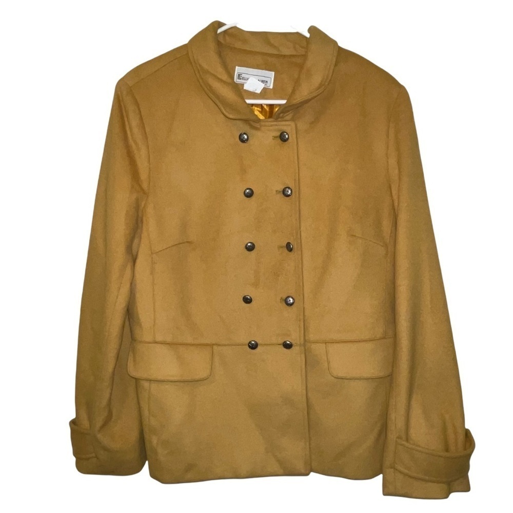 Elliot Lauren Wool Cashmere Blend Yellow Gold Double Breasted Jacket Coat